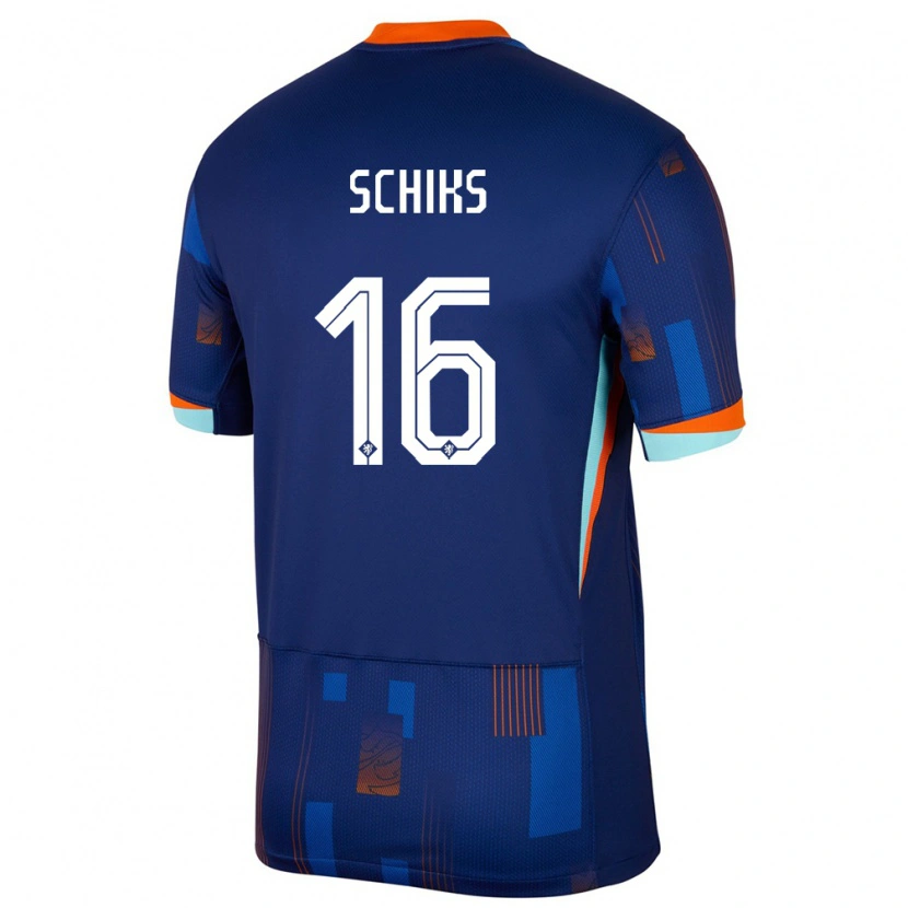 Danxen Uomo Maglia Paesi Bassi Niek Schiks #16 Blu Kit Gara Away 24-26 Maglietta