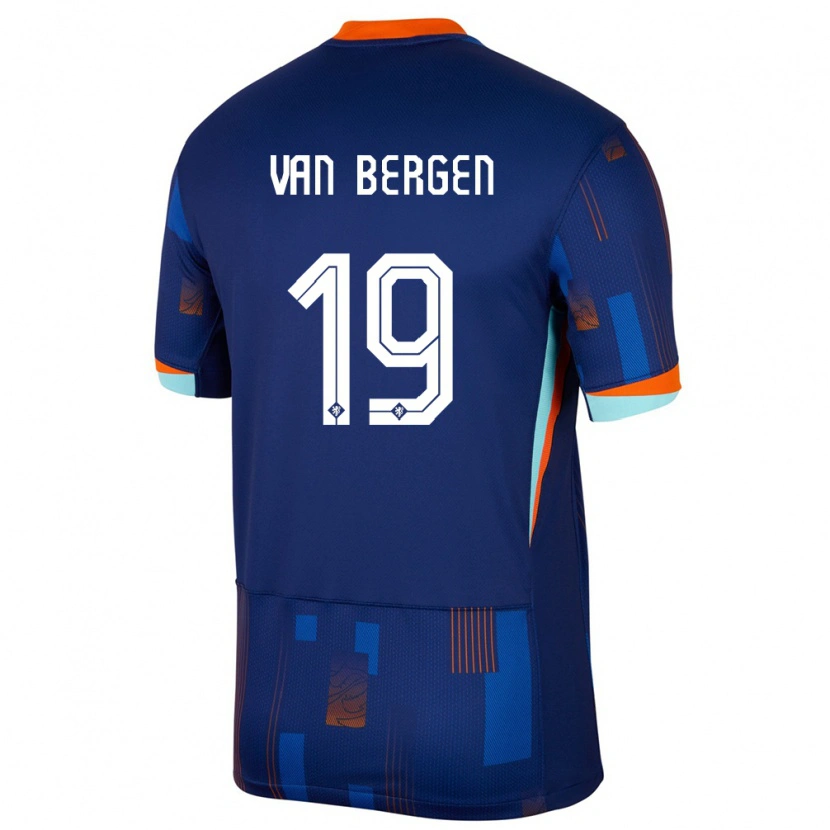 Danxen Uomo Maglia Paesi Bassi Thom Van Bergen #19 Blu Kit Gara Away 24-26 Maglietta