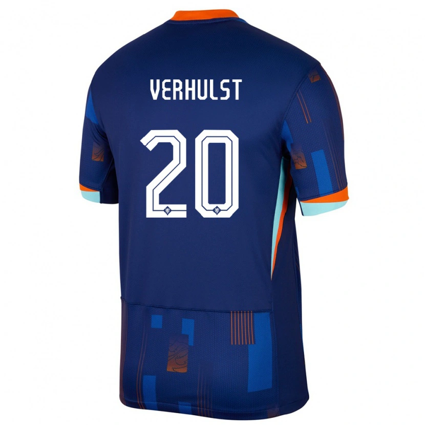 Danxen Uomo Maglia Paesi Bassi Gino Verhulst #20 Blu Kit Gara Away 24-26 Maglietta