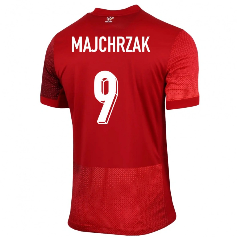 Danxen Uomo Maglia Polonia Jordan Majchrzak #9 Rosso Kit Gara Away 24-26 Maglietta