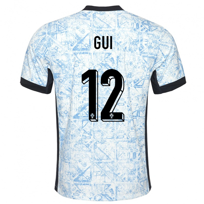 Danxen Uomo Maglia Portogallo Gui #12 Crema Blu Kit Gara Away 24-26 Maglietta