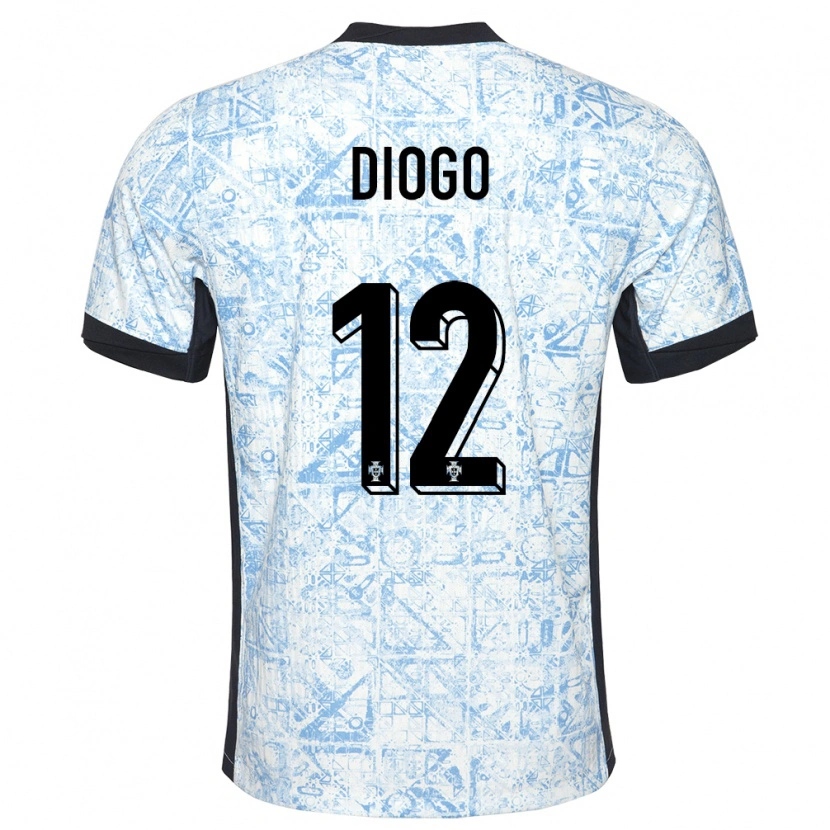 Danxen Uomo Maglia Portogallo Diogo Ferreira #12 Crema Blu Kit Gara Away 24-26 Maglietta
