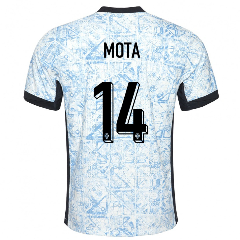 Danxen Uomo Maglia Portogallo Edgar Mota #14 Crema Blu Kit Gara Away 24-26 Maglietta