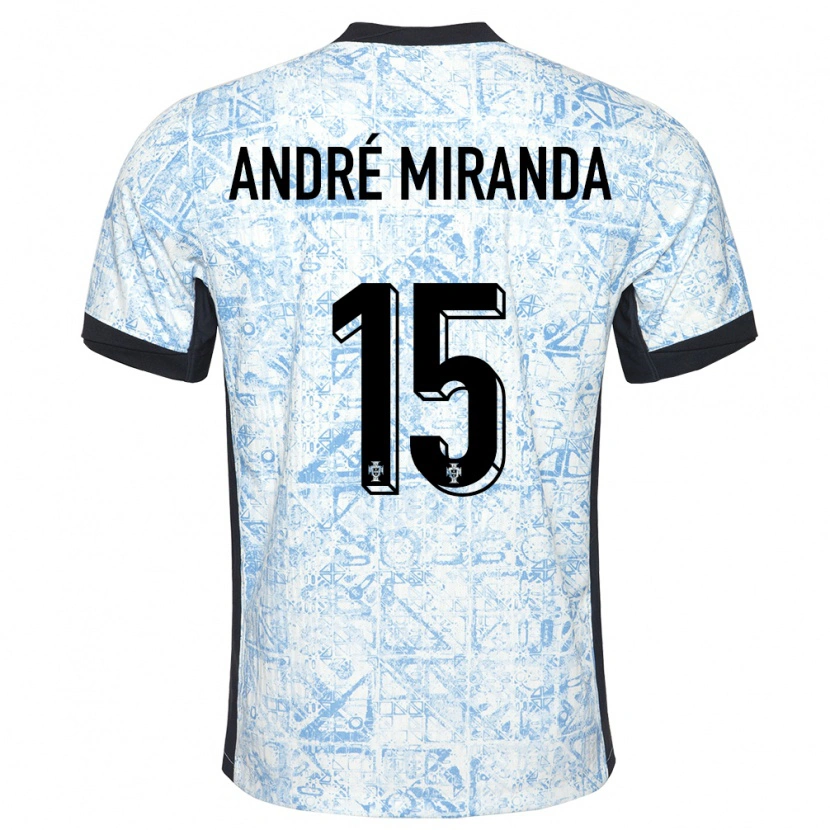 Danxen Uomo Maglia Portogallo André Miranda #15 Crema Blu Kit Gara Away 24-26 Maglietta
