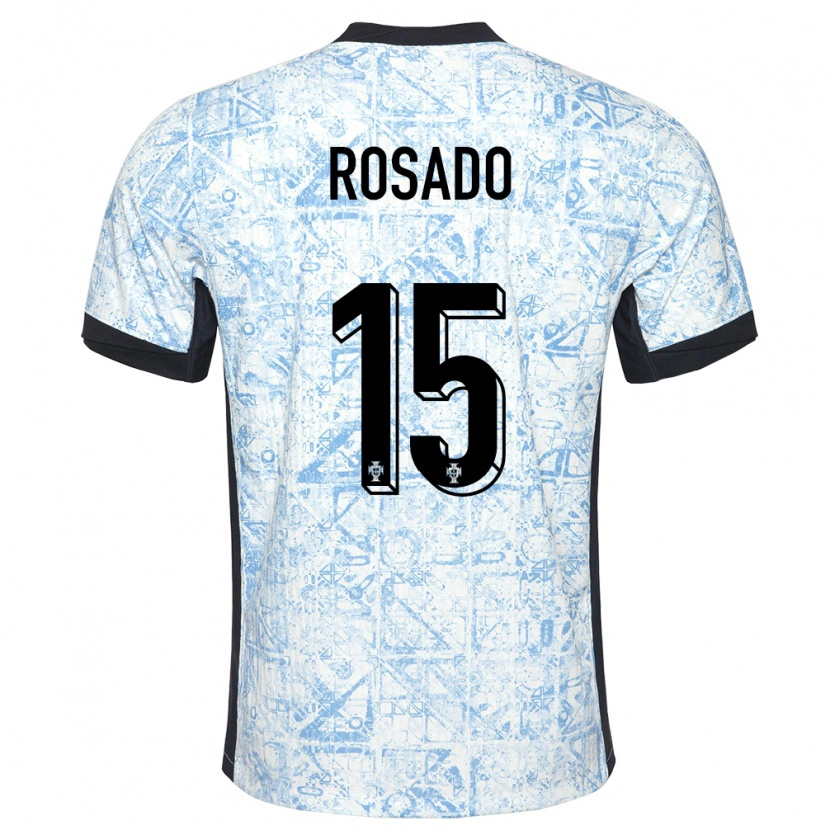 Danxen Uomo Maglia Portogallo Alexandre Rosado #15 Crema Blu Kit Gara Away 24-26 Maglietta