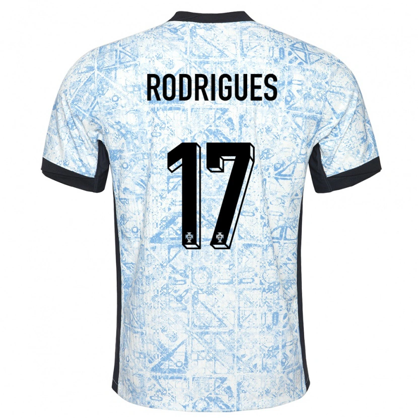 Danxen Uomo Maglia Portogallo Tiago Rodrigues #17 Crema Blu Kit Gara Away 24-26 Maglietta