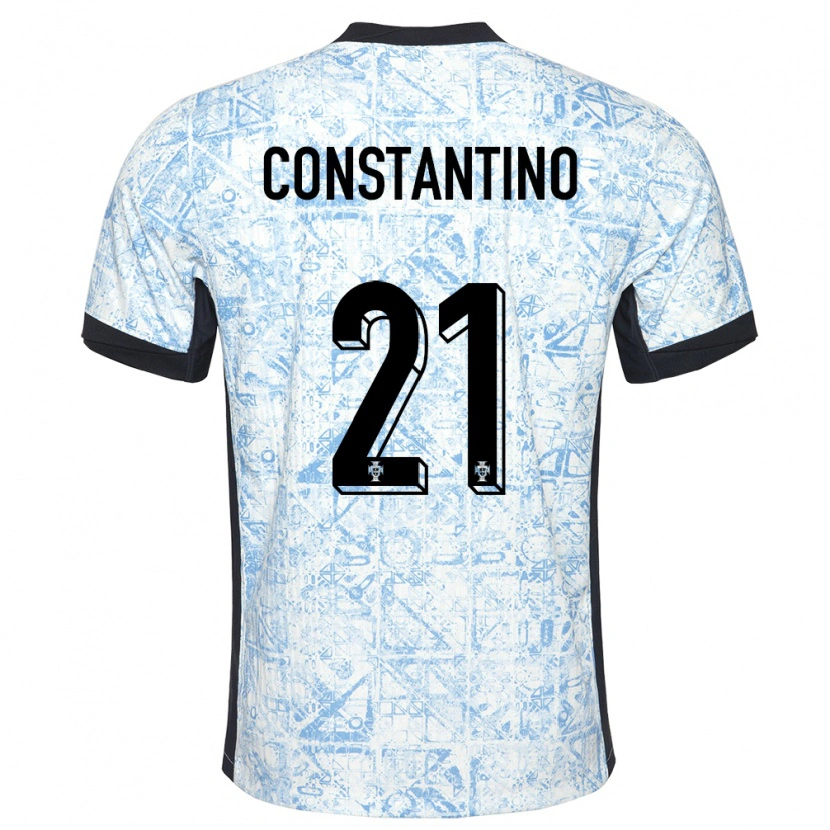 Danxen Uomo Maglia Portogallo Simão Constantino #21 Crema Blu Kit Gara Away 24-26 Maglietta