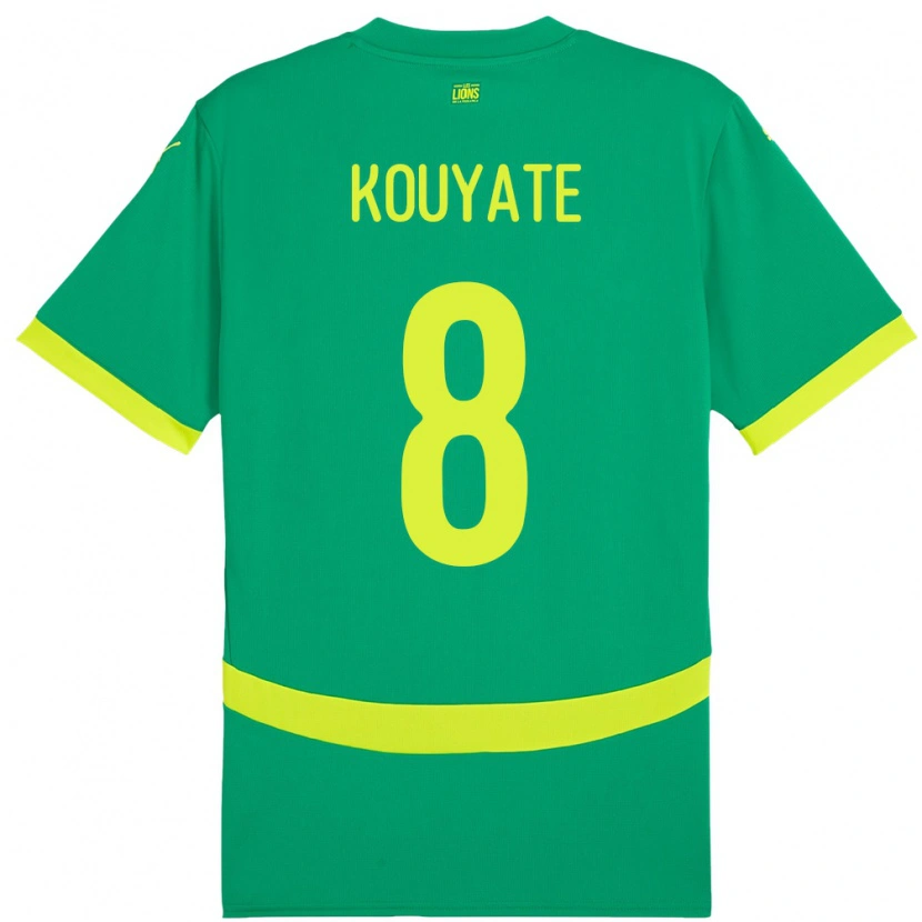 Danxen Uomo Maglia Senegal Cheikhou Kouyate #8 Verde Kit Gara Away 24-26 Maglietta