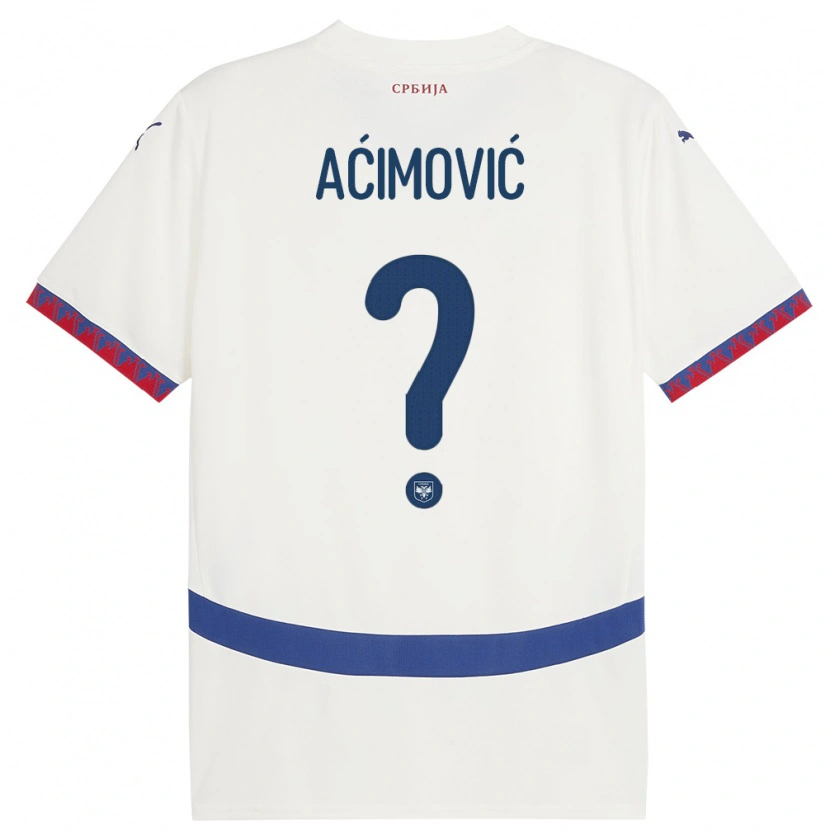 Danxen Uomo Maglia Serbia Dimitrije Aćimović #0 Bianco Kit Gara Away 24-26 Maglietta