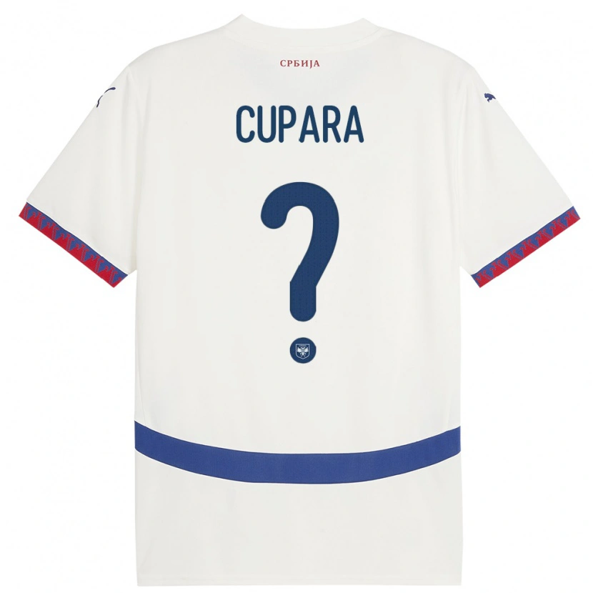 Danxen Uomo Maglia Serbia Dusan Cupara #0 Bianco Kit Gara Away 24-26 Maglietta