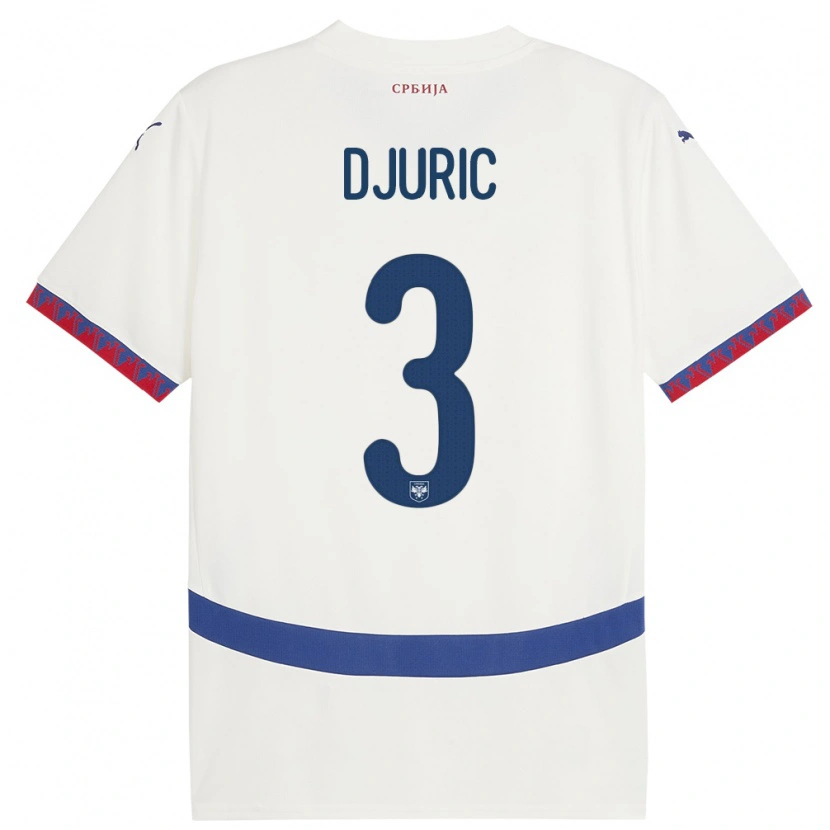 Danxen Uomo Maglia Serbia David Djuric #3 Bianco Kit Gara Away 24-26 Maglietta
