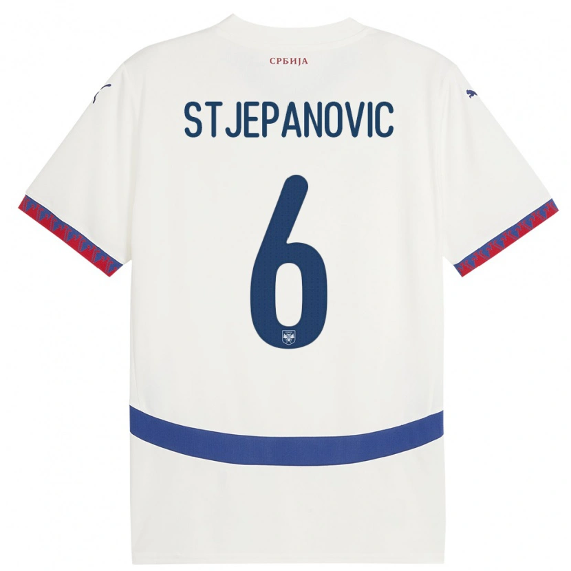 Danxen Uomo Maglia Serbia Mateja Stjepanovic #6 Bianco Kit Gara Away 24-26 Maglietta