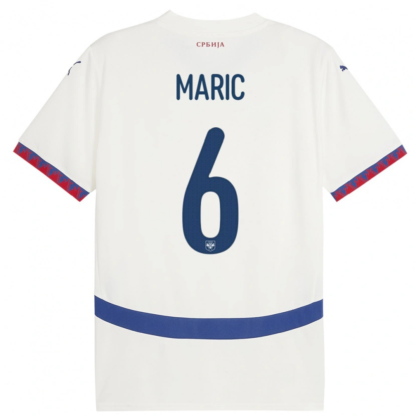 Danxen Uomo Maglia Serbia Andrew Maric #6 Bianco Kit Gara Away 24-26 Maglietta