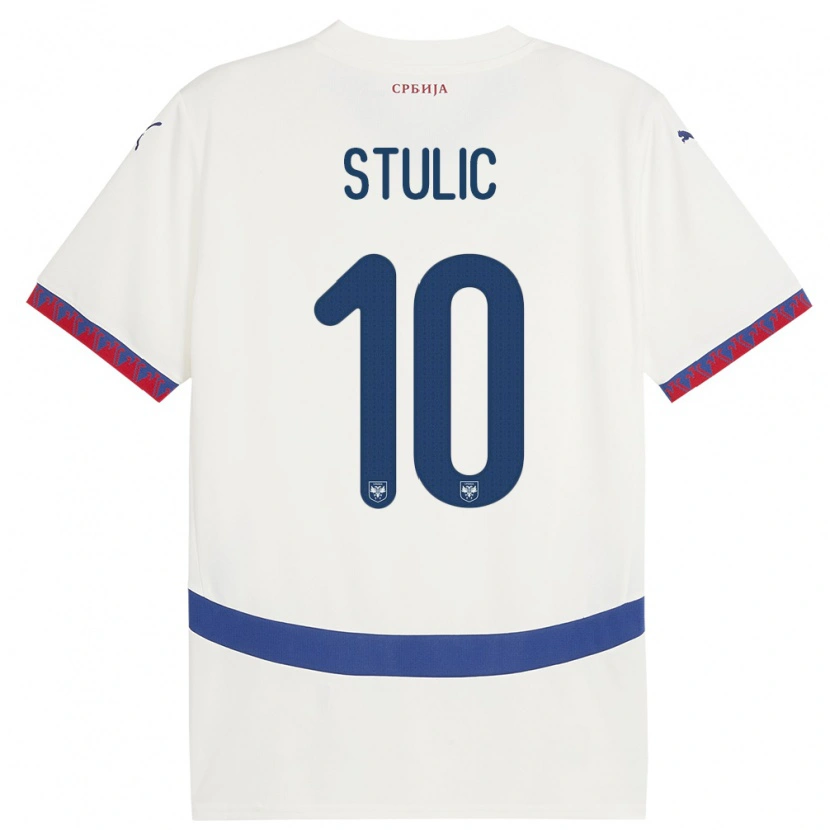 Danxen Uomo Maglia Serbia Pavle Stulic #10 Bianco Kit Gara Away 24-26 Maglietta