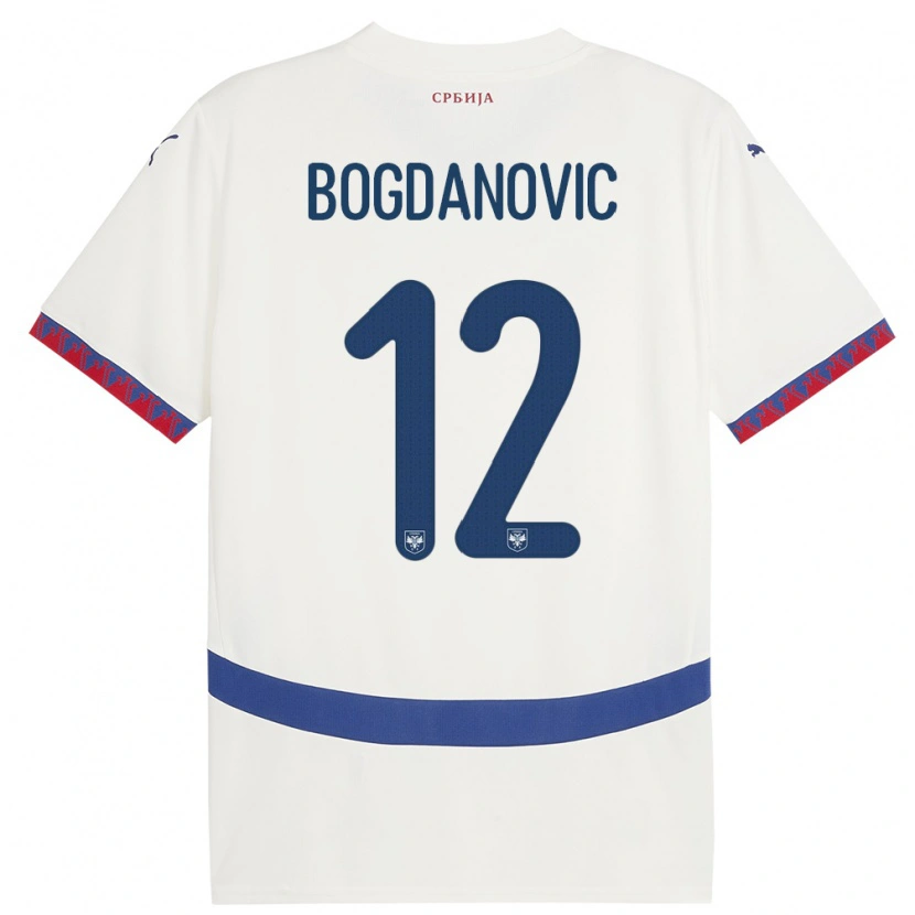 Danxen Uomo Maglia Serbia Bogdan Bogdanovic #12 Bianco Kit Gara Away 24-26 Maglietta