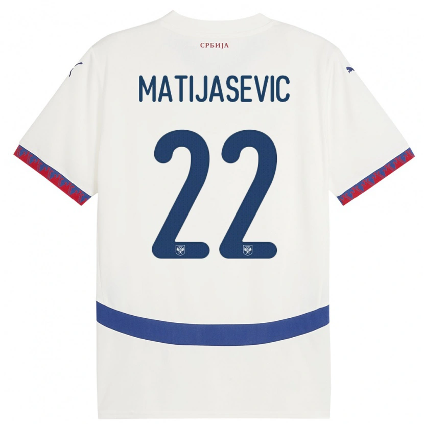 Danxen Uomo Maglia Serbia Filip Matijasevic #22 Bianco Kit Gara Away 24-26 Maglietta