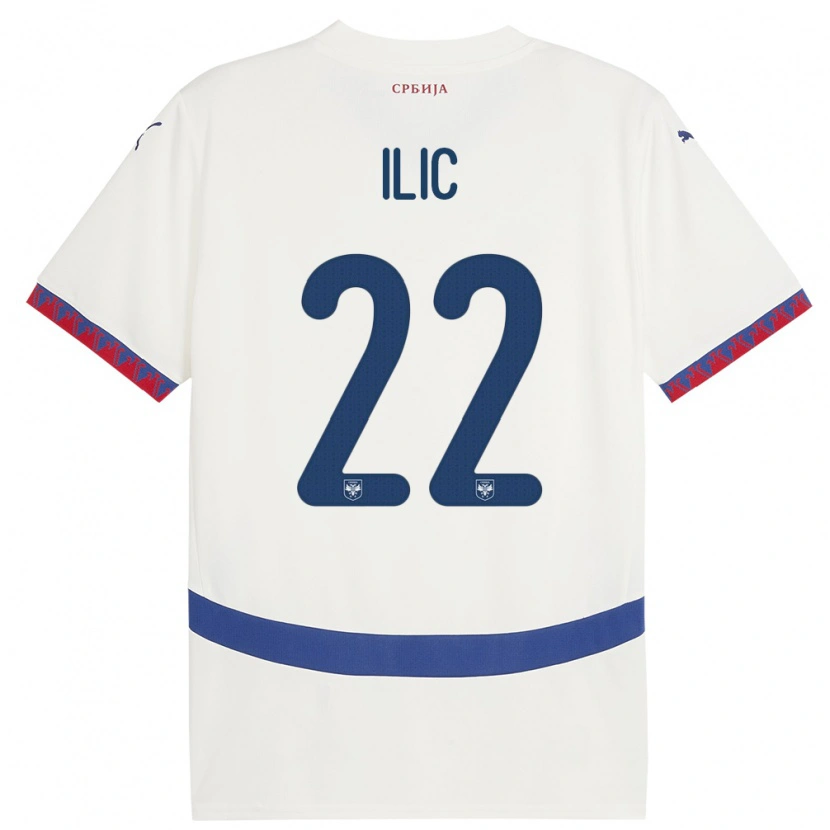 Danxen Uomo Maglia Serbia Pavle Ilic #22 Bianco Kit Gara Away 24-26 Maglietta