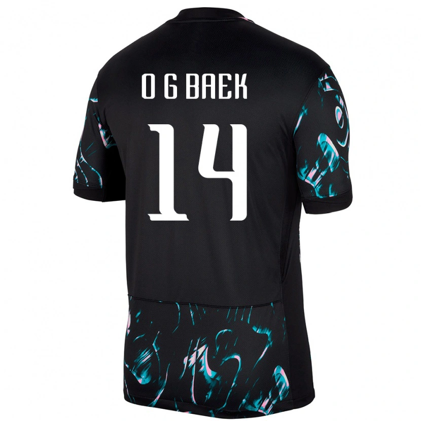 Danxen Uomo Maglia Corea Del Sud Ga-On Baek #14 Nero Kit Gara Away 24-26 Maglietta