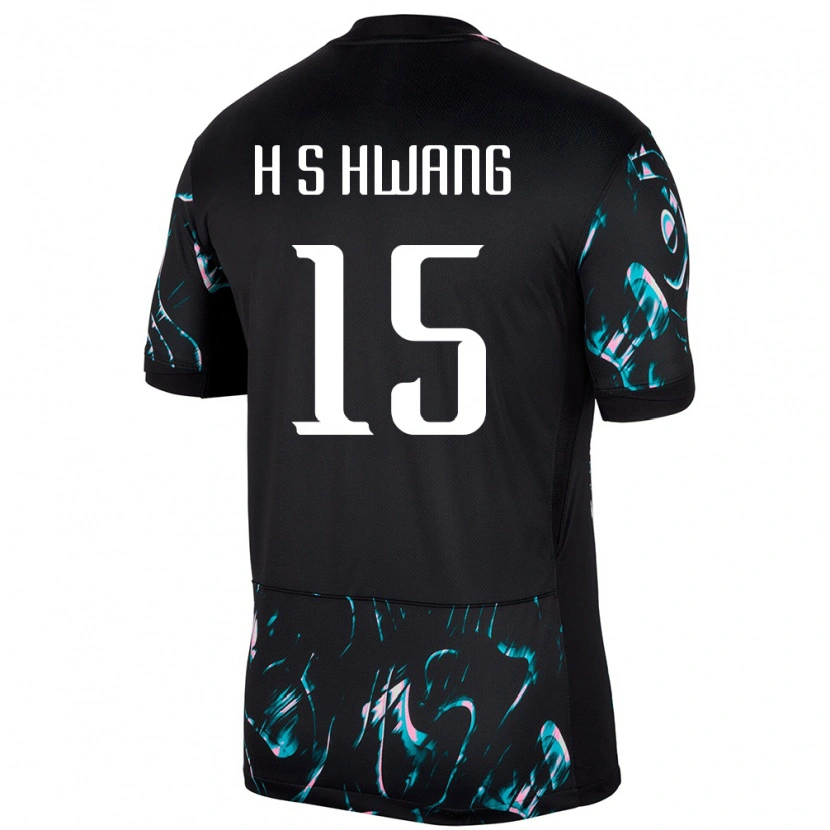 Danxen Uomo Maglia Corea Del Sud Seung-Ho Hwang #15 Nero Kit Gara Away 24-26 Maglietta