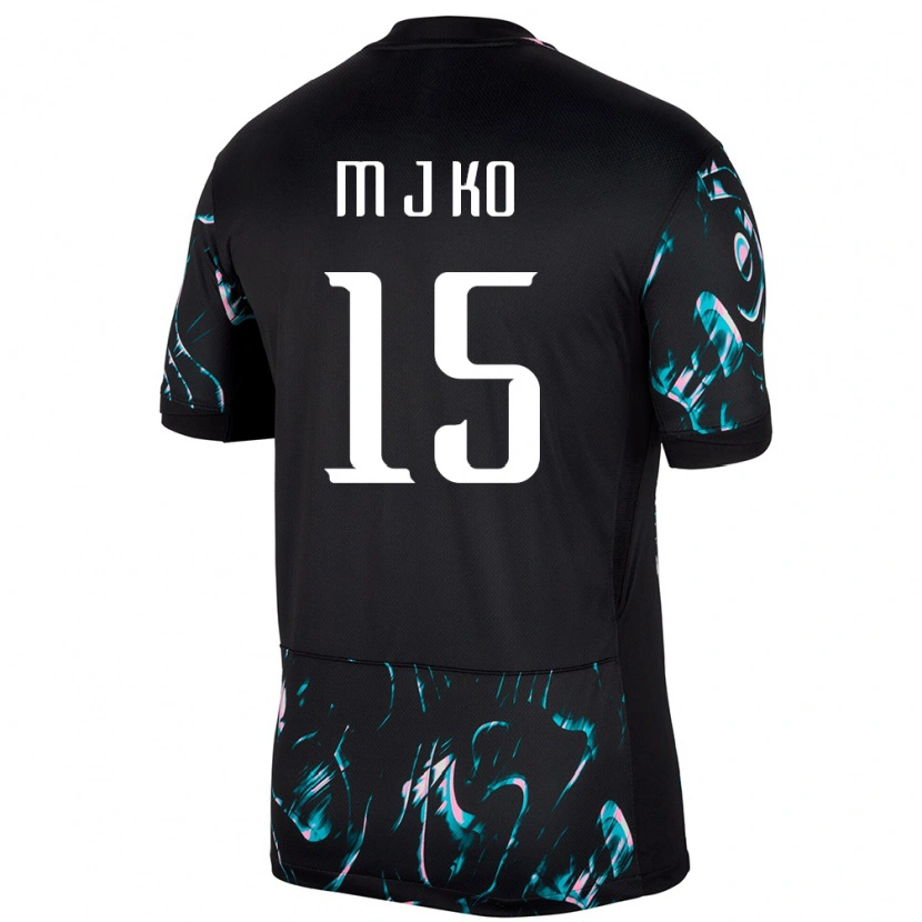 Danxen Uomo Maglia Corea Del Sud Ko Min Jung #15 Nero Kit Gara Away 24-26 Maglietta