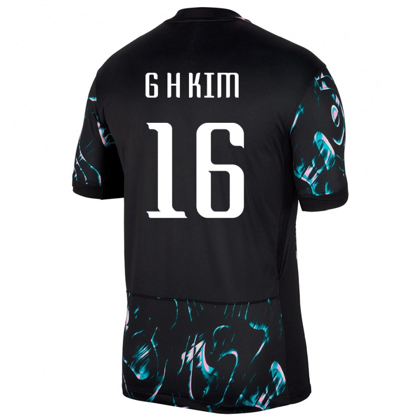 Danxen Uomo Maglia Corea Del Sud Kim Gyeong Hwan #16 Nero Kit Gara Away 24-26 Maglietta