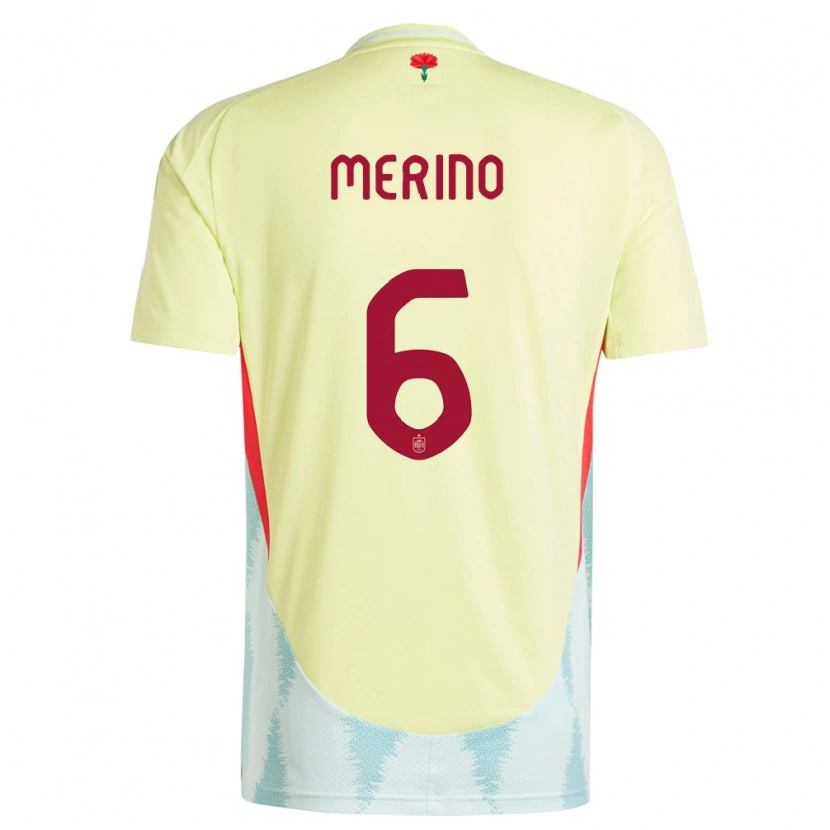 Danxen Uomo Maglia Spagna Mikel Merino #6 Giallo Kit Gara Away 24-26 Maglietta
