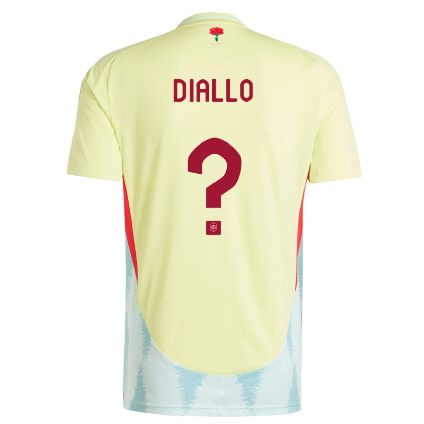 Danxen Uomo Maglia Spagna Ousmane Diallo #0 Giallo Kit Gara Away 24-26 Maglietta