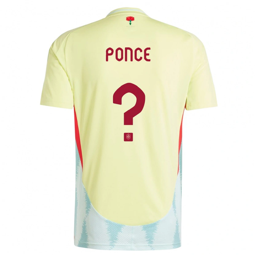Danxen Uomo Maglia Spagna Guille Ponce #0 Giallo Kit Gara Away 24-26 Maglietta