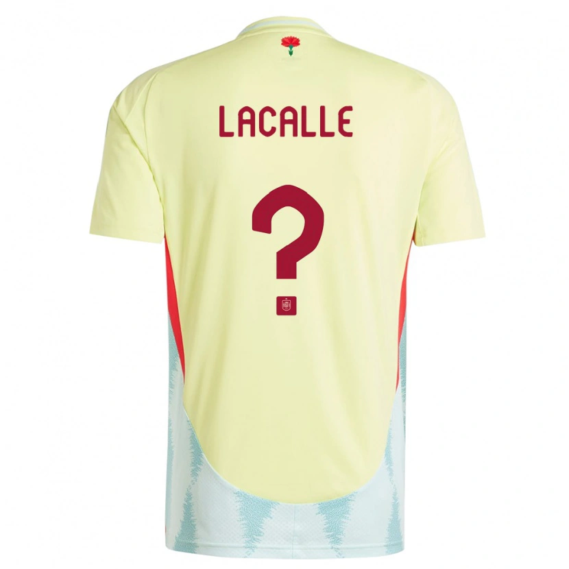 Danxen Uomo Maglia Spagna Manuel Lacalle #0 Giallo Kit Gara Away 24-26 Maglietta