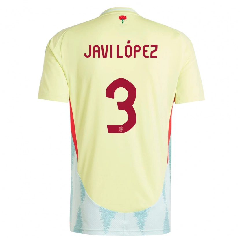 Danxen Uomo Maglia Spagna Javi López #3 Giallo Kit Gara Away 24-26 Maglietta