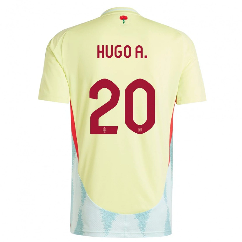Danxen Uomo Maglia Spagna Hugo Álvarez #20 Giallo Kit Gara Away 24-26 Maglietta