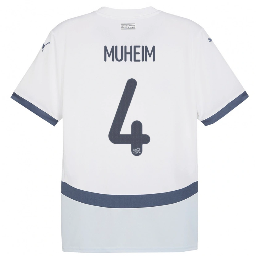 Danxen Uomo Maglia Svizzera Miro Muheim #4 Bianco Kit Gara Away 24-26 Maglietta