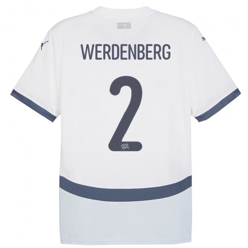 Danxen Uomo Maglia Svizzera Julien Werdenberg #2 Bianco Kit Gara Away 24-26 Maglietta