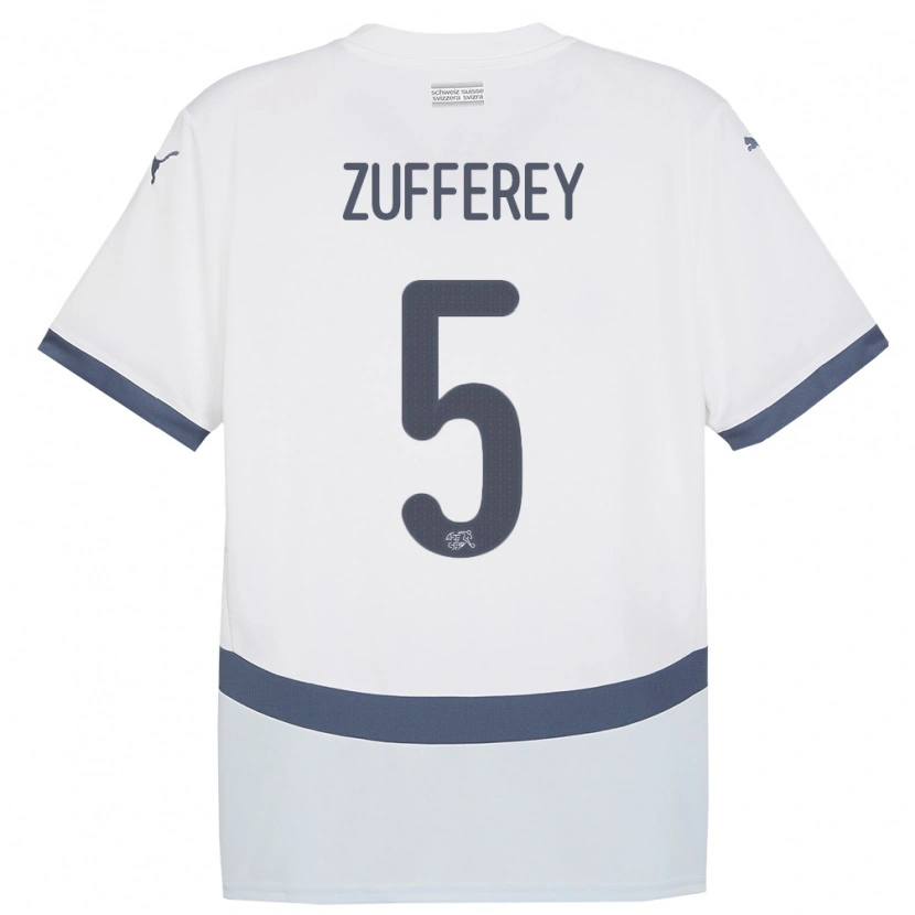 Danxen Uomo Maglia Svizzera Gil Zufferey #5 Bianco Kit Gara Away 24-26 Maglietta