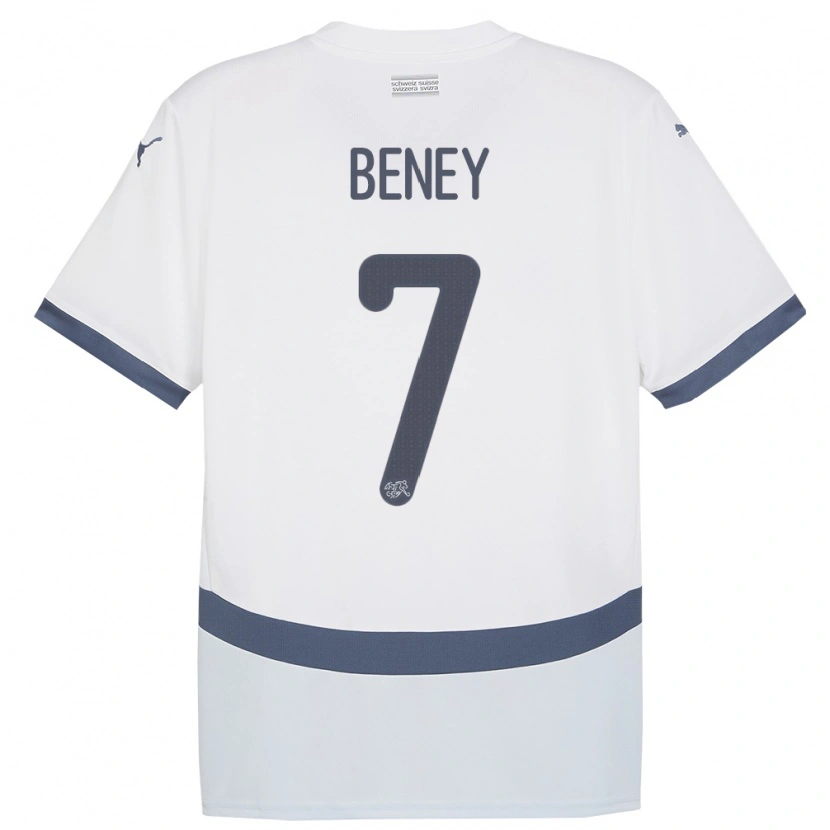 Danxen Uomo Maglia Svizzera Roméo Beney #7 Bianco Kit Gara Away 24-26 Maglietta