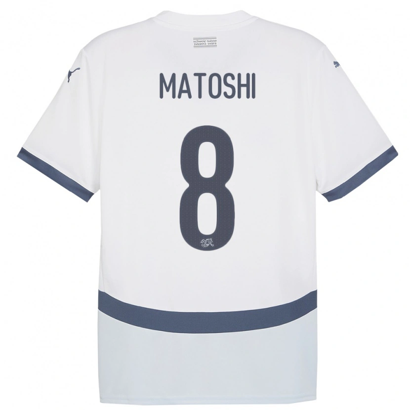 Danxen Uomo Maglia Svizzera Valmir Matoshi #8 Bianco Kit Gara Away 24-26 Maglietta