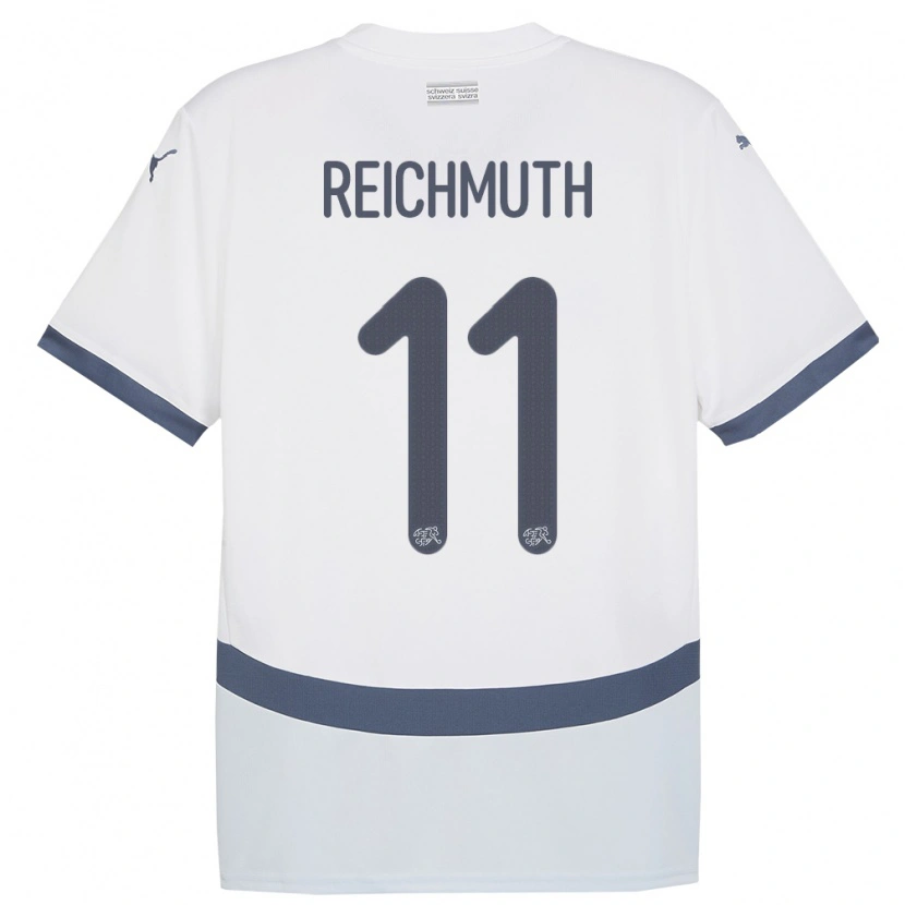 Danxen Uomo Maglia Svizzera Nils Reichmuth #11 Bianco Kit Gara Away 24-26 Maglietta