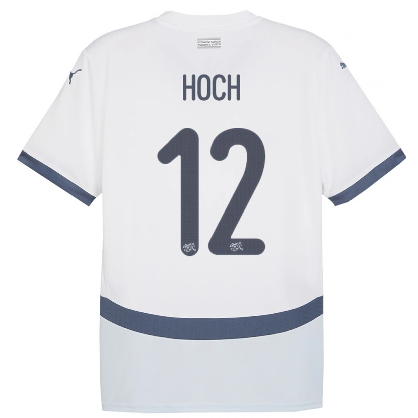 Danxen Uomo Maglia Svizzera Bennett Hoch #12 Bianco Kit Gara Away 24-26 Maglietta