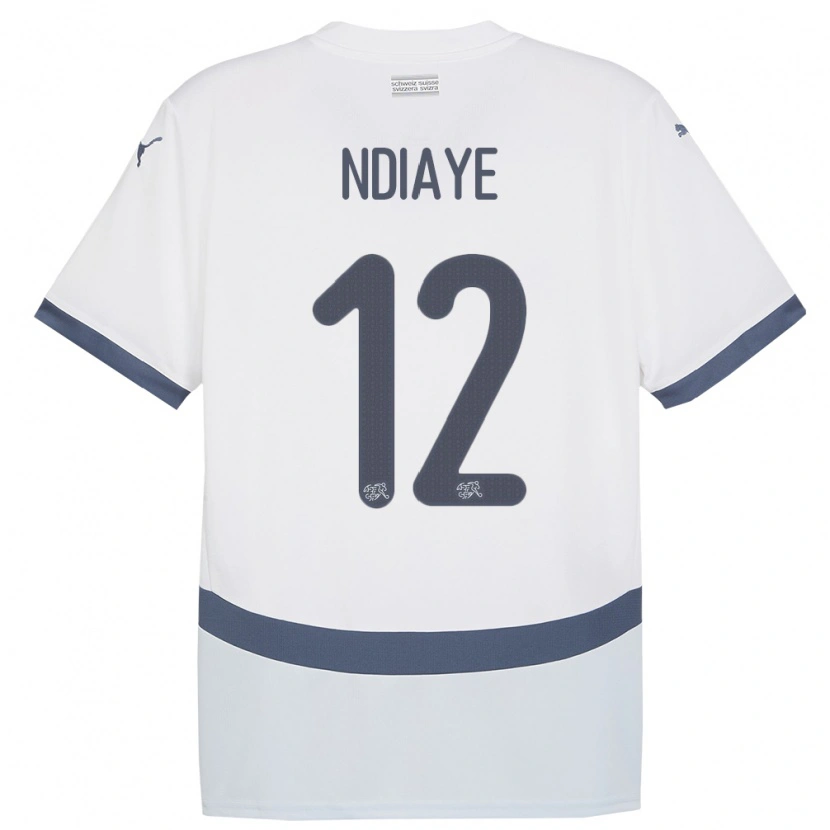Danxen Uomo Maglia Svizzera Ahmadou Ndiaye #12 Bianco Kit Gara Away 24-26 Maglietta