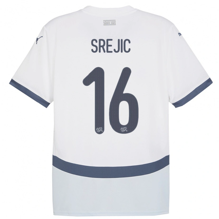 Danxen Uomo Maglia Svizzera Boris Srejic #16 Bianco Kit Gara Away 24-26 Maglietta