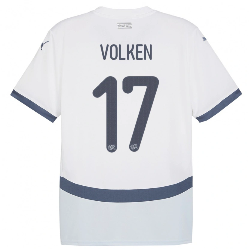 Danxen Uomo Maglia Svizzera Neil Volken #17 Bianco Kit Gara Away 24-26 Maglietta