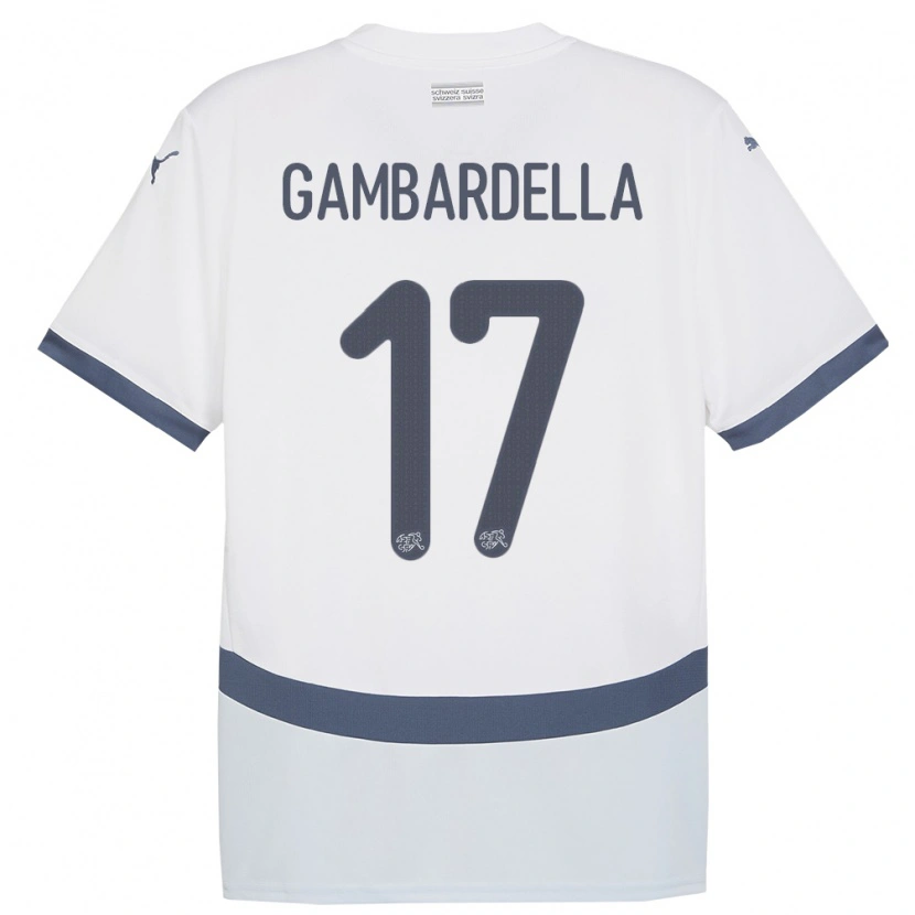 Danxen Uomo Maglia Svizzera Matteo Gambardella #17 Bianco Kit Gara Away 24-26 Maglietta