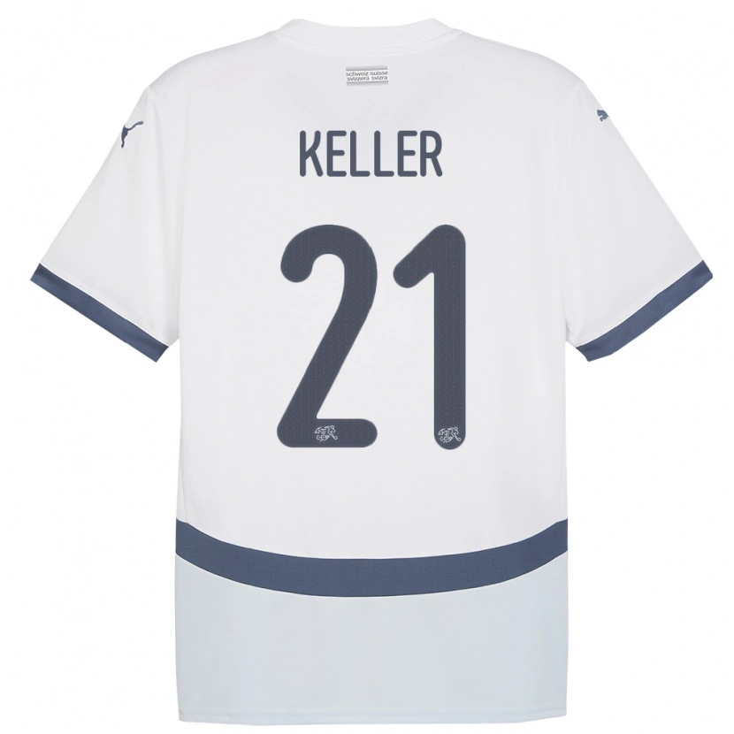 Danxen Uomo Maglia Svizzera Marvin Keller #21 Bianco Kit Gara Away 24-26 Maglietta