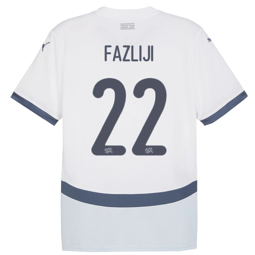 Danxen Uomo Maglia Svizzera Anid Fazliji #22 Bianco Kit Gara Away 24-26 Maglietta