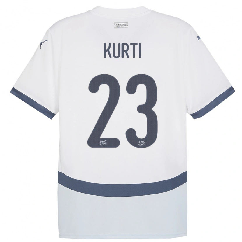 Danxen Uomo Maglia Svizzera Elias Kurti #23 Bianco Kit Gara Away 24-26 Maglietta
