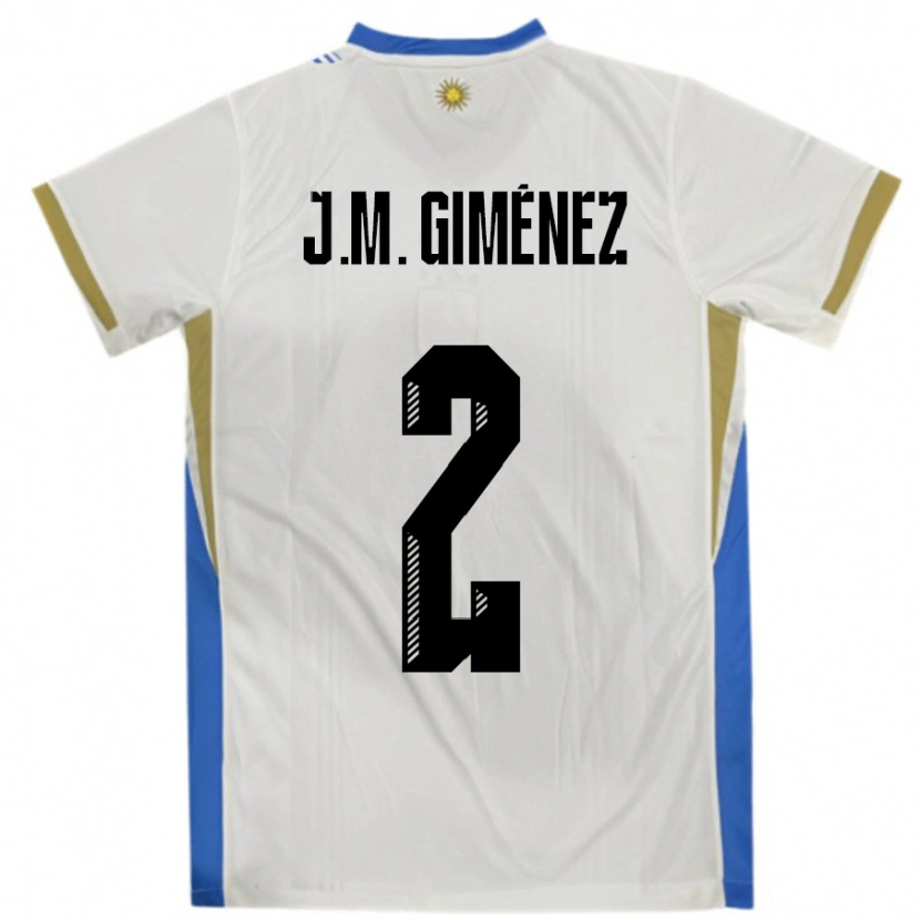 Danxen Uomo Maglia Uruguay José María Giménez #2 Bianco Blu Kit Gara Away 24-26 Maglietta
