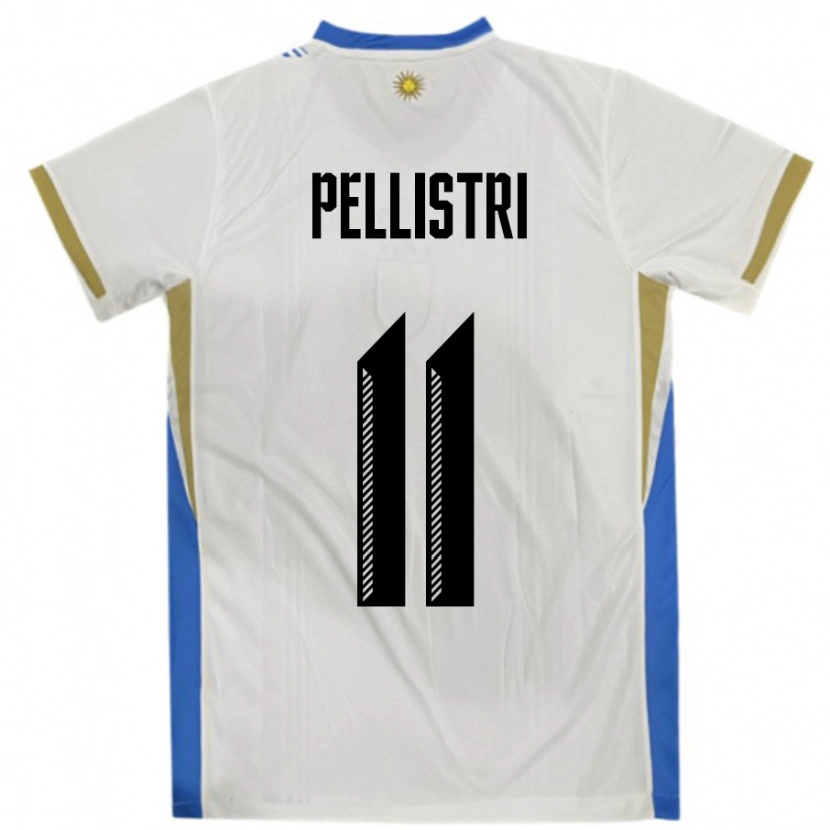 Danxen Uomo Maglia Uruguay Facundo Pellistri #11 Bianco Blu Kit Gara Away 24-26 Maglietta