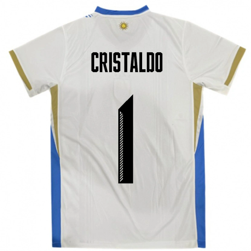 Danxen Uomo Maglia Uruguay Fabian Cristaldo #1 Bianco Blu Kit Gara Away 24-26 Maglietta