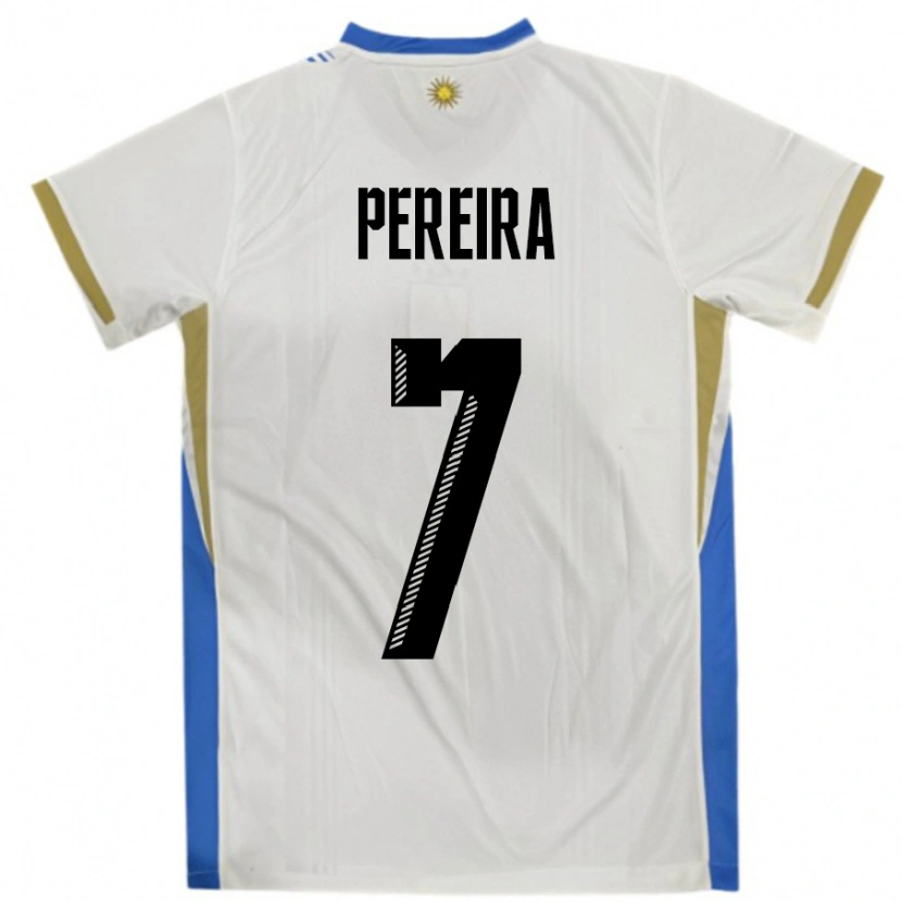 Danxen Uomo Maglia Uruguay Bruno Pereira #7 Bianco Blu Kit Gara Away 24-26 Maglietta