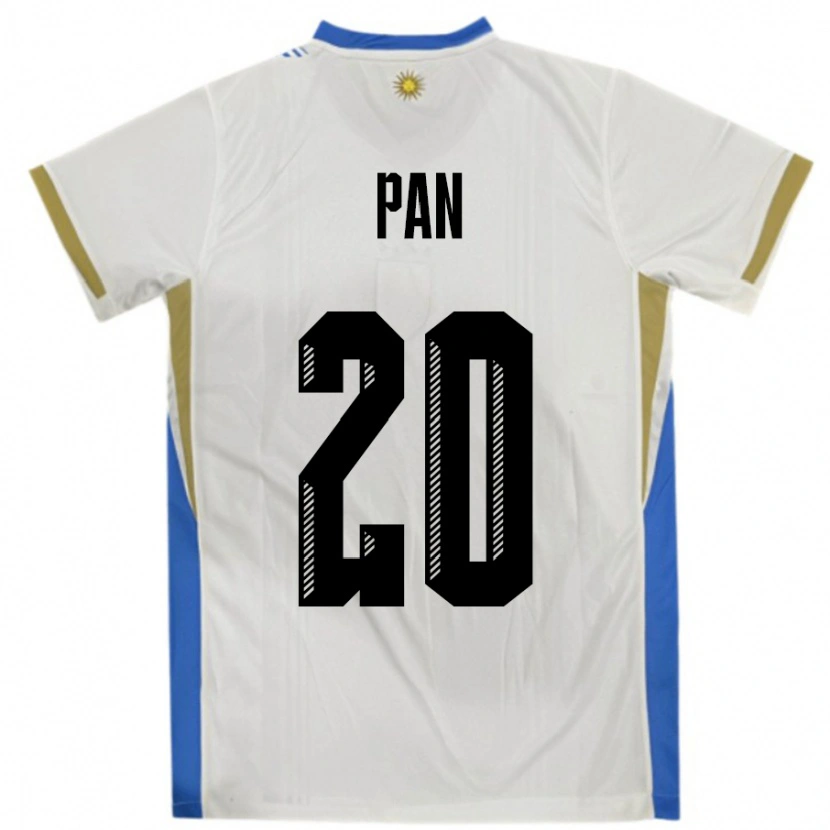 Danxen Uomo Maglia Uruguay Gonzalo Pan #20 Bianco Blu Kit Gara Away 24-26 Maglietta